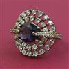 American Diamond Adjustable Ring with Mehndi Plating