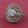 American Diamond Adjustable Ring with Mehndi Plating