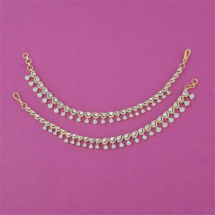 American Diamond Classic Ear Chain with Rhodium Plating 2 Tone Plating