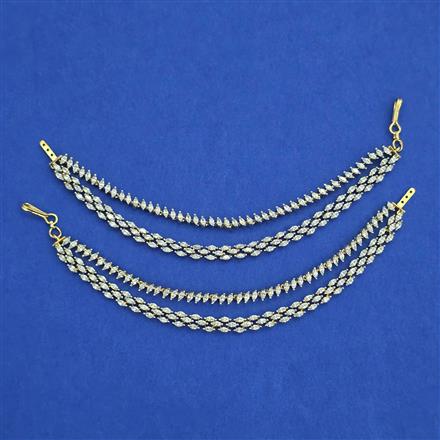 American Diamond Classic Ear Chain with Rhodium Plating 2 Tone Plating