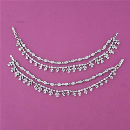 American Diamond Classic Ear Chain with Rhodium Plating 2 Tone Plating