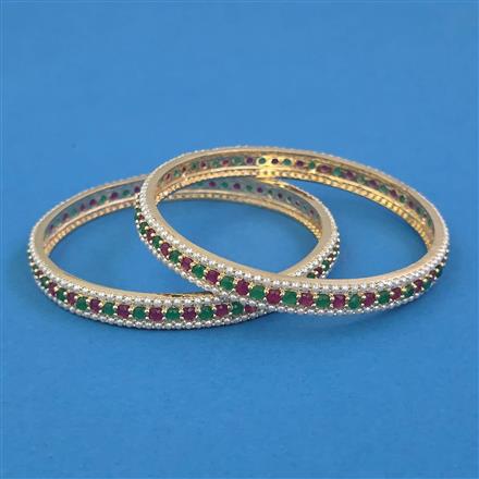 American Diamond Pearl Bangles with Gold Plating