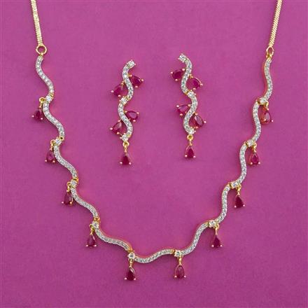 American Diamond Delicate Necklace with 2 Tone Plating