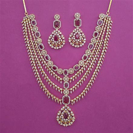 American Diamond Layered Necklace with 2 Tone Plating