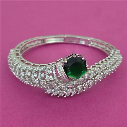 American Diamond Broad Kada with Rhodium Plating