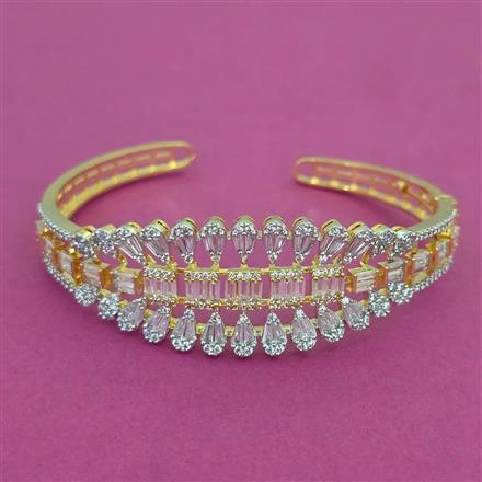 American Diamond Classic Kada with Rhodium Plating 2 Tone Plating Mehndi Plating