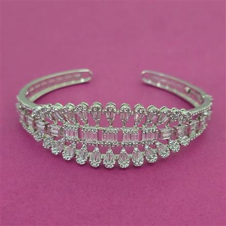 American Diamond Classic Kada with Rhodium Plating 2 Tone Plating Mehndi Plating