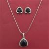 American Diamond Classic Pendant Set with Rhodium Plating