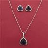 American Diamond Classic Pendant Set with Rhodium Plating