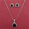 American Diamond Classic Pendant Set with Rhodium Plating