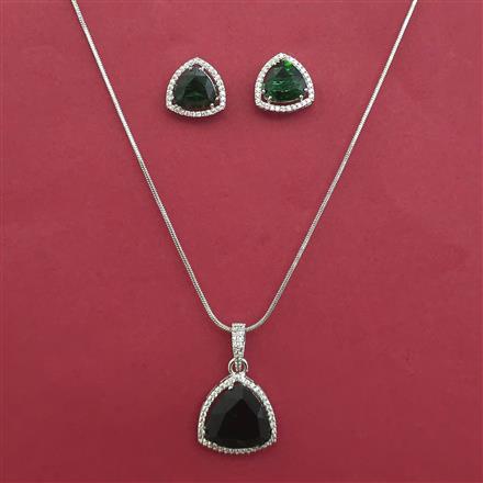 American Diamond Classic Pendant Set with Rhodium Plating