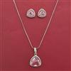 American Diamond Classic Pendant Set with Rhodium Plating