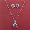 American Diamond Classic Pendant Set with Rhodium Plating