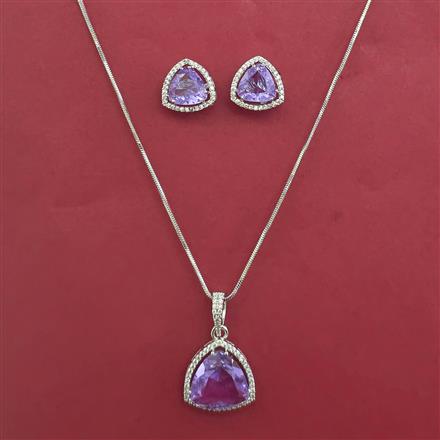 American Diamond Classic Pendant Set with Rhodium Plating