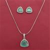 American Diamond Classic Pendant Set with Rhodium Plating