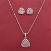 American Diamond Classic Pendant Set with Rhodium Plating