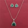 American Diamond Classic Pendant Set with Rhodium Plating