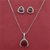 American Diamond Classic Pendant Set with Rhodium Plating