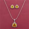American Diamond Classic Pendant Set with Rhodium Plating