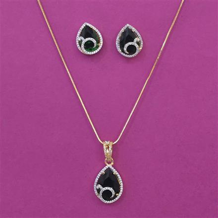 American Diamond Classic Pendant Set with 2 Tone Plating