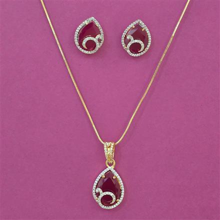 American Diamond Classic Pendant Set with 2 Tone Plating