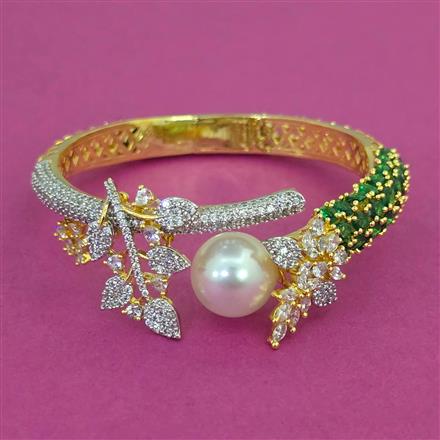 American Diamond Pearl Kada with 2 Tone Plating