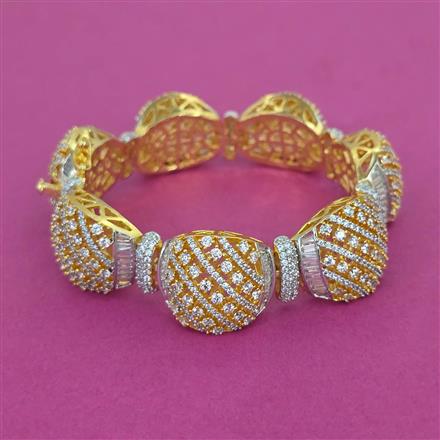 American Diamond Broad Kada with Rhodium Plating 2 Tone Plating