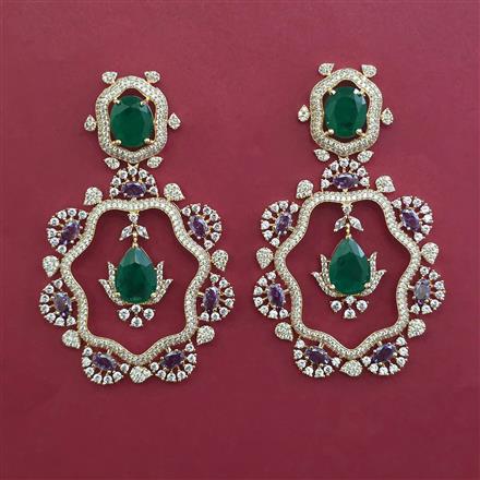American Diamond Long Earring with Carat Plating