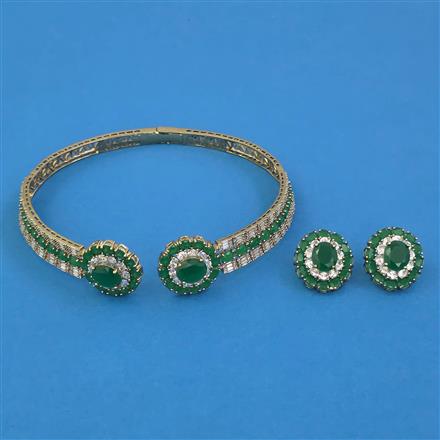 American Diamond Hasli Necklace with Mehndi Plating