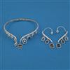 American Diamond Hasli Necklace with Rhodium Plating