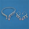 American Diamond Hasli Necklace with Rhodium Plating