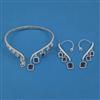 American Diamond Hasli Necklace with Rhodium Plating