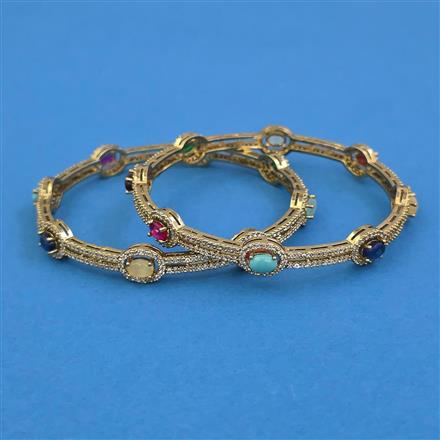 American Diamond Classic Bangles with Mehndi Plating