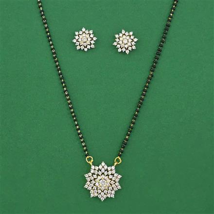 American Diamond Classic Mangalsutra with Rhodium Plating 2 Tone Plating