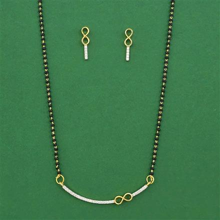 American Diamond Delicate Mangalsutra with Rhodium Plating 2 Tone Plating