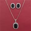 American Diamond Classic Pendant Set with Rhodium Plating