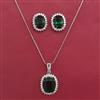 American Diamond Classic Pendant Set with Rhodium Plating