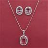 American Diamond Classic Pendant Set with Rhodium Plating