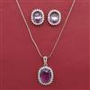 American Diamond Classic Pendant Set with Rhodium Plating