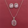 American Diamond Classic Pendant Set with Rhodium Plating