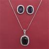 American Diamond Classic Pendant Set with Rhodium Plating