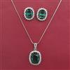 American Diamond Classic Pendant Set with Rhodium Plating