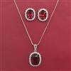 American Diamond Classic Pendant Set with Rhodium Plating