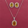 American Diamond Classic Pendant Set with Rhodium Plating