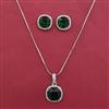 American Diamond Classic Pendant Set with Rhodium Plating