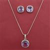 American Diamond Classic Pendant Set with Rhodium Plating