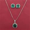 American Diamond Classic Pendant Set with Rhodium Plating