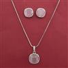 American Diamond Classic Pendant Set with Rhodium Plating