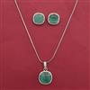 American Diamond Classic Pendant Set with Rhodium Plating