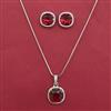 American Diamond Classic Pendant Set with Rhodium Plating